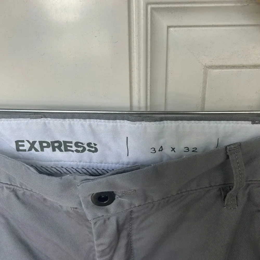 Express Jeans Rocco Grey Slim Fit Low Rise Straight Leg Men’s Pants Size 34X32
